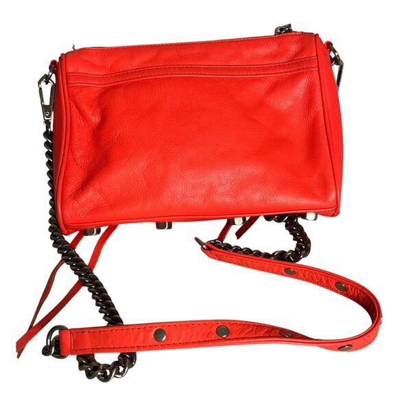 Rebecca Minkoff Leather Mini Mac Clutch Crossbody Bag Convertible Tomato Red - Picture 2 of 11